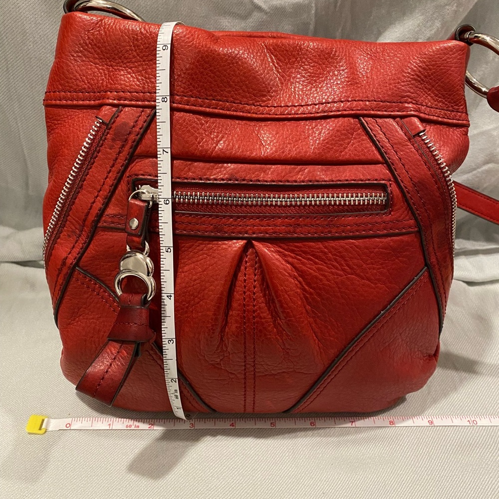 B. Makowsky Red Leather Shoulder/Crossbody Bag - Picture 2 of 13